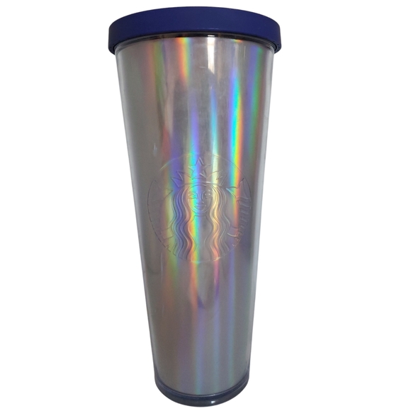 2015 Starbucks Rainbow Iridescent Travel Tumbler Cold Cup 24 Oz Venti Blue - Picture 1 of 13